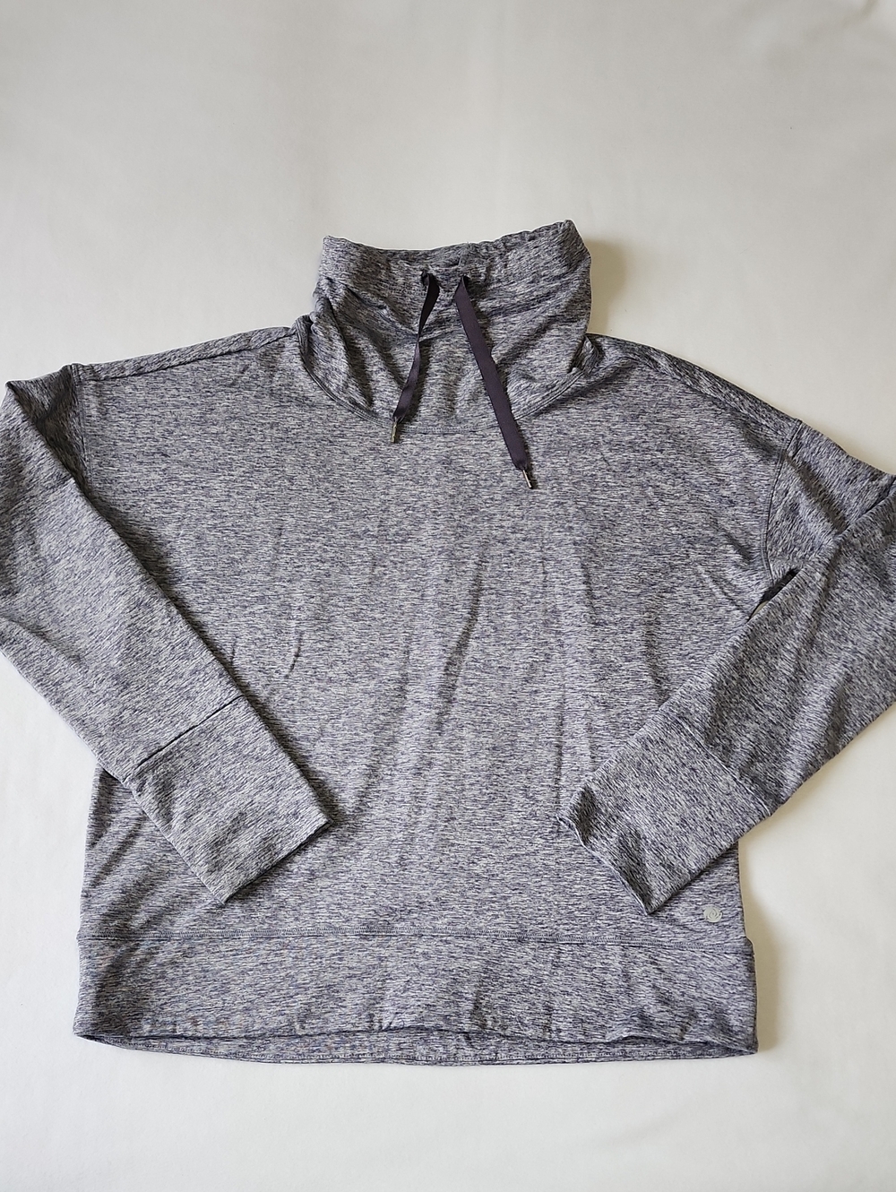 Apana Heathered Grey Funnel Neck Pullover with Drawstring
